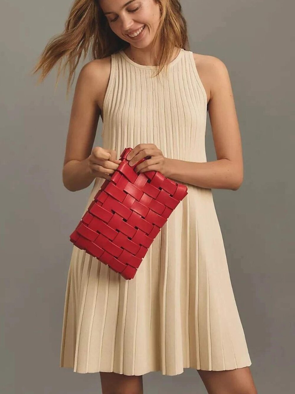 NWT English Factory Anthropologie Pleated Mini Dress M Sleeveless A Line Knit